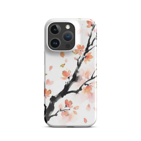 Ethereal Gold-Accented Cherry Blossom Branch