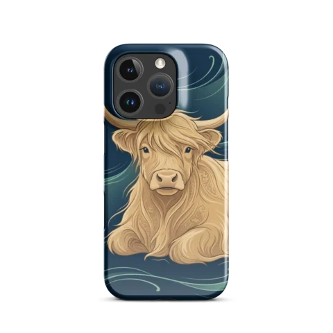 Whimsical Golden Highland Cow Portrait