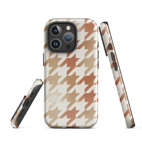 Estampado de pata de gallo artesanal en tonos tierra