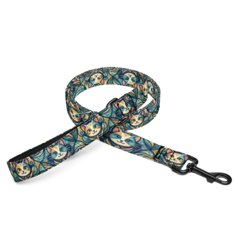 Teal Gold Ornate Cat Pattern