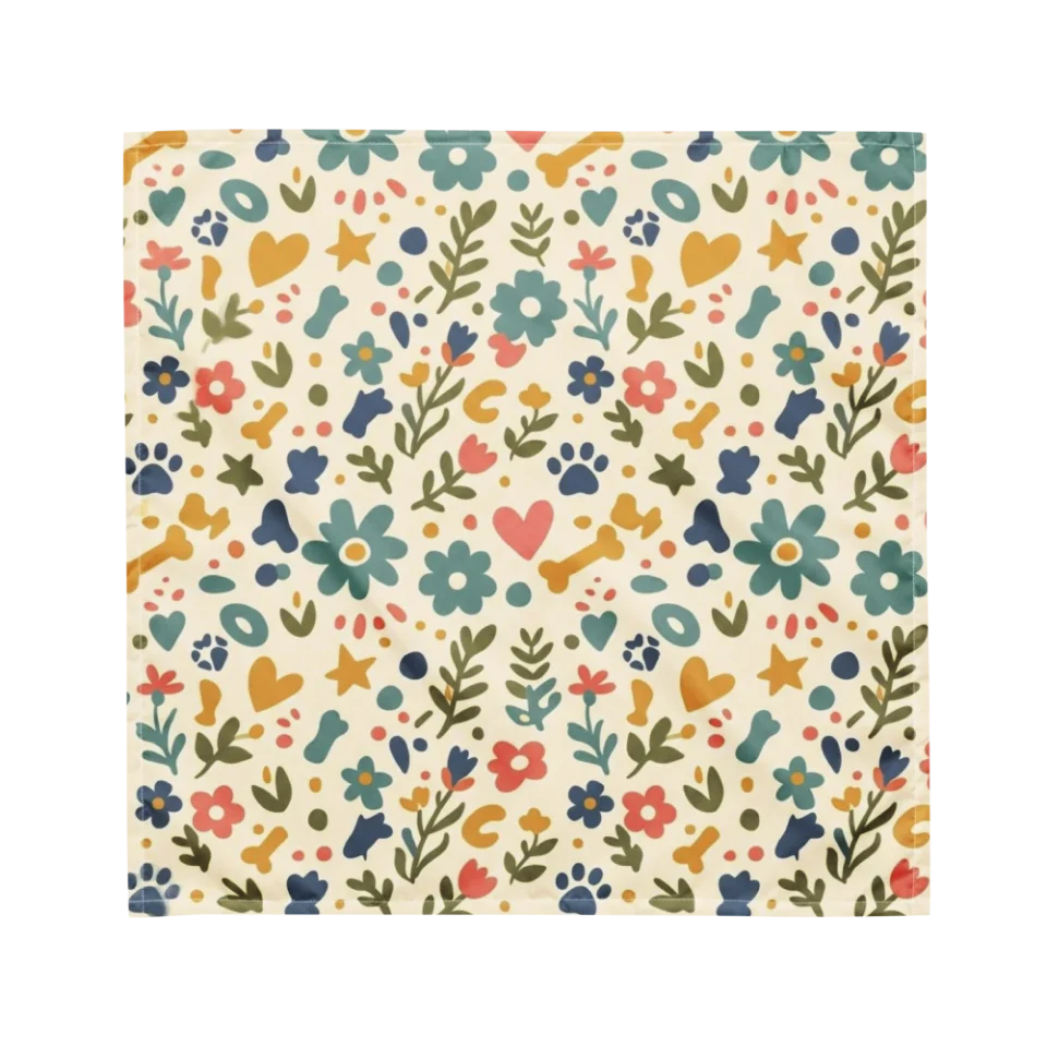 A seamless repeating ditsy floral pattern with pastel blossoms on a clean background.